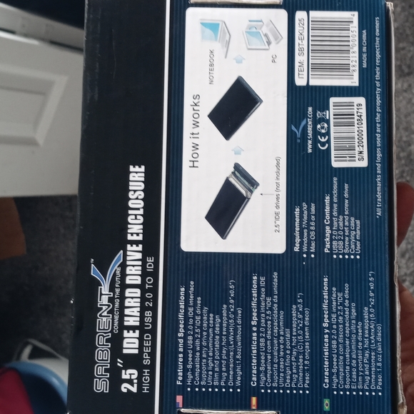 Sabrent 2.5 ide hard drive enclosure - Picture 2 of 4